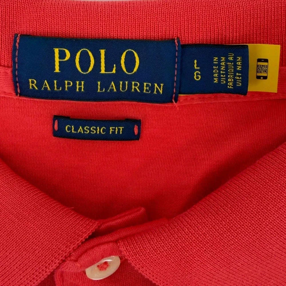 Polo Ralph Lauren Polo Mens L Red Classic Fit Short Sleeve Embroidered Pony Logo